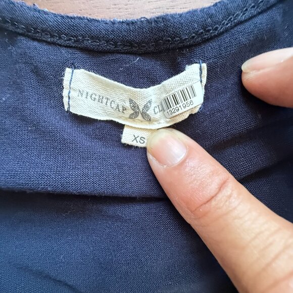 Nightcap Blue Lace Tie Front Blouse XS Long Sleeve V-Neck Boho Lined Top - Picture 3 of 8